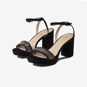 Black Pelle Moda Kid Suede Leather Heels Size 7 NWT